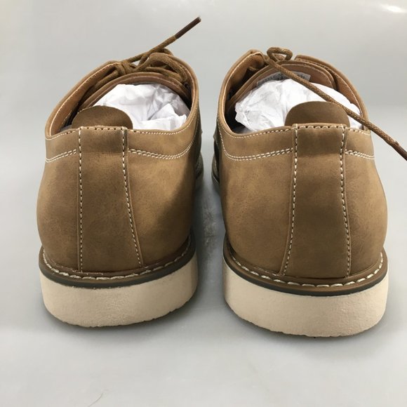Harrison Myles 10 Camel Perforated Derby Oxford Shoes Faux Leather NEW
